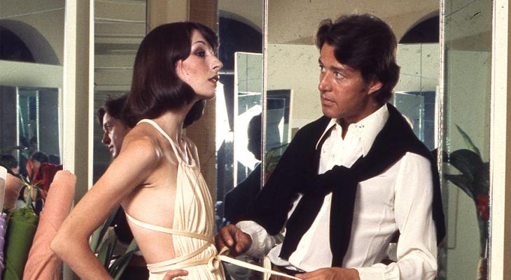 Designer Halston with a model