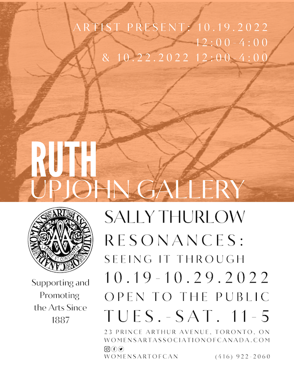 Sally Thurlow Exhibition poster-Typography indicating the exhibition dates running from Oct 19 to 29, 2022