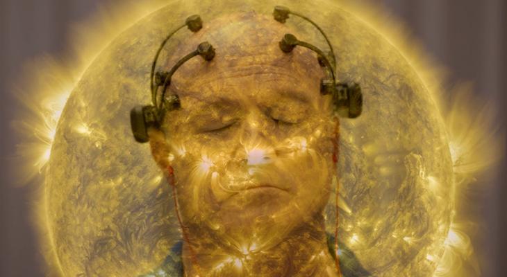 a person's head with electrodes