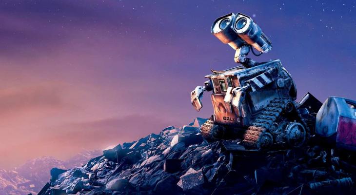 WALL-E the robot looking up at the sky
