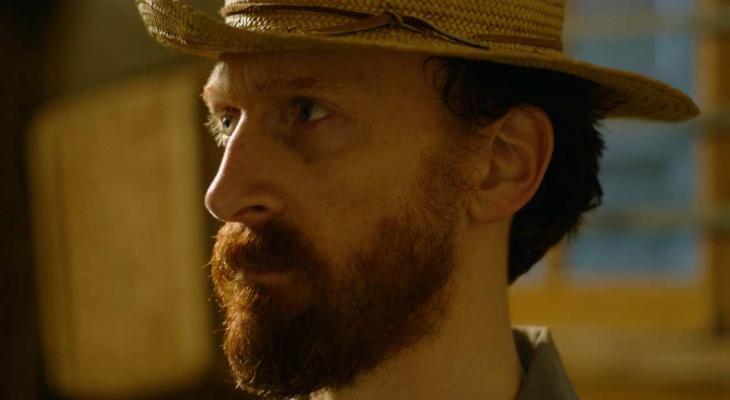 A portrait of an actor portraying Vincent Van Gogh.