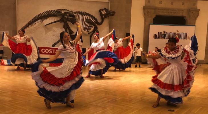 A group of Cumbia Dancers with long skirts