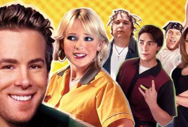 A composite photo of Ryan Reynolds and the cast of Waiting.