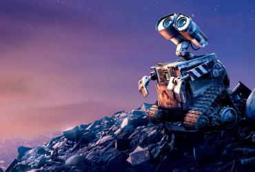 WALL-E the robot looking up at the sky