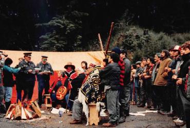 A group of Haida people stand up to demand their land be protected.