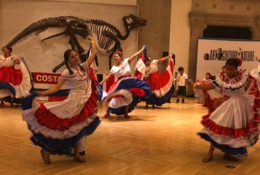 A group of Cumbia Dancers with long skirts